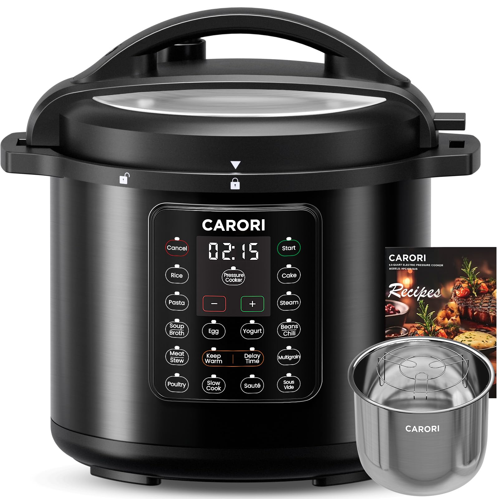 CARORI 1200W 12-in-1 Electric Pressure Cooker 8Qt