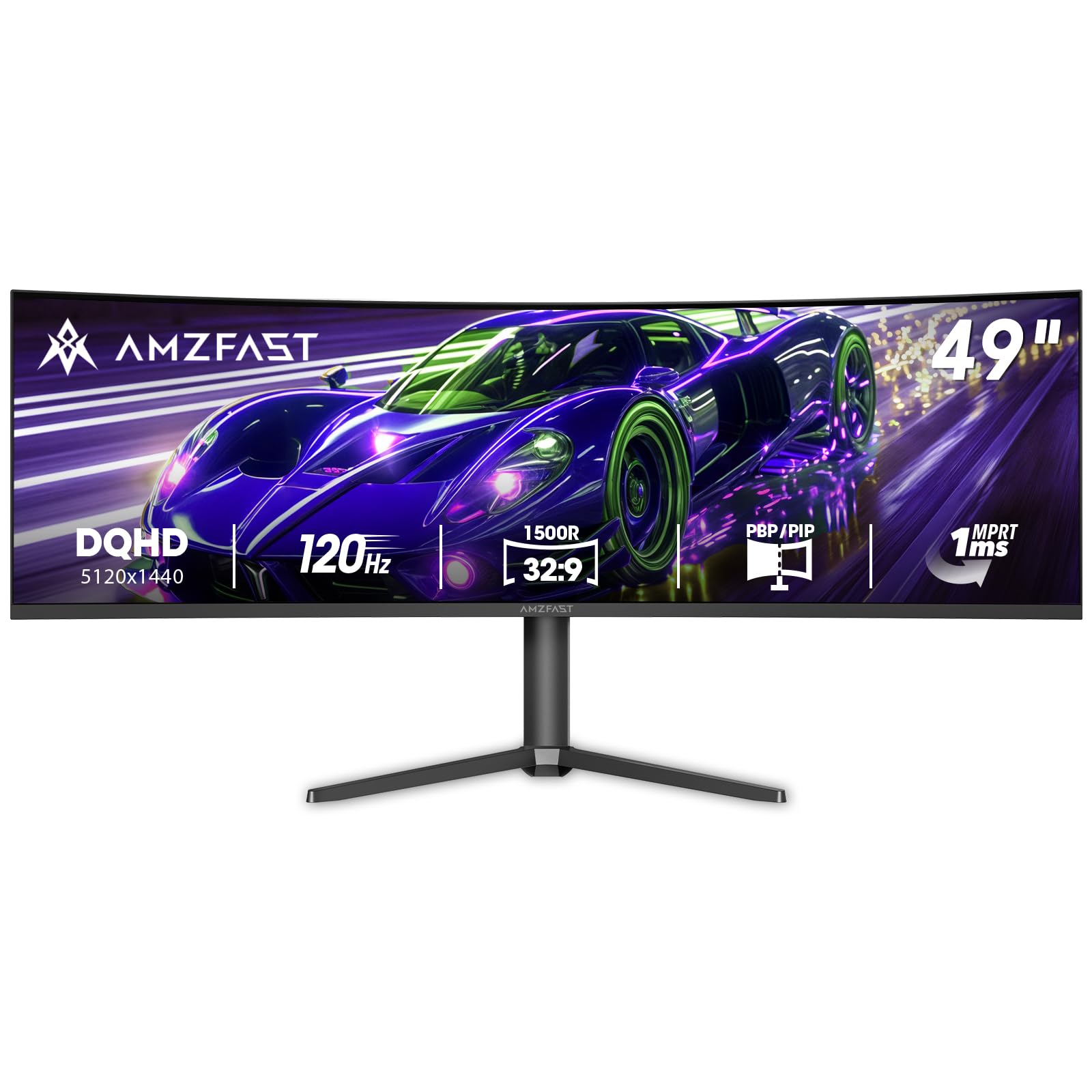 Amzfast Curved Monitor DQHD Ultrawide Gaming Monitor