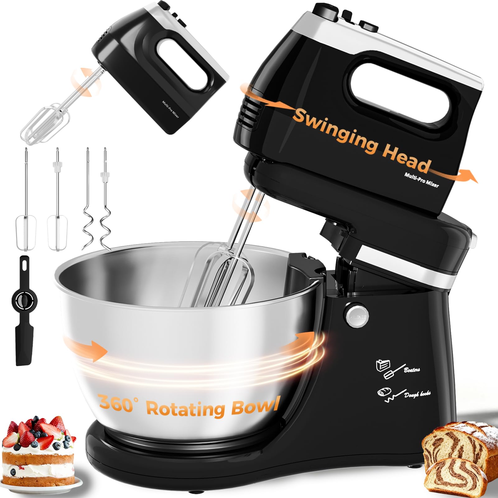 Stand Mixer 2-IN-1 Electric Kitchen Mixer, 4.8