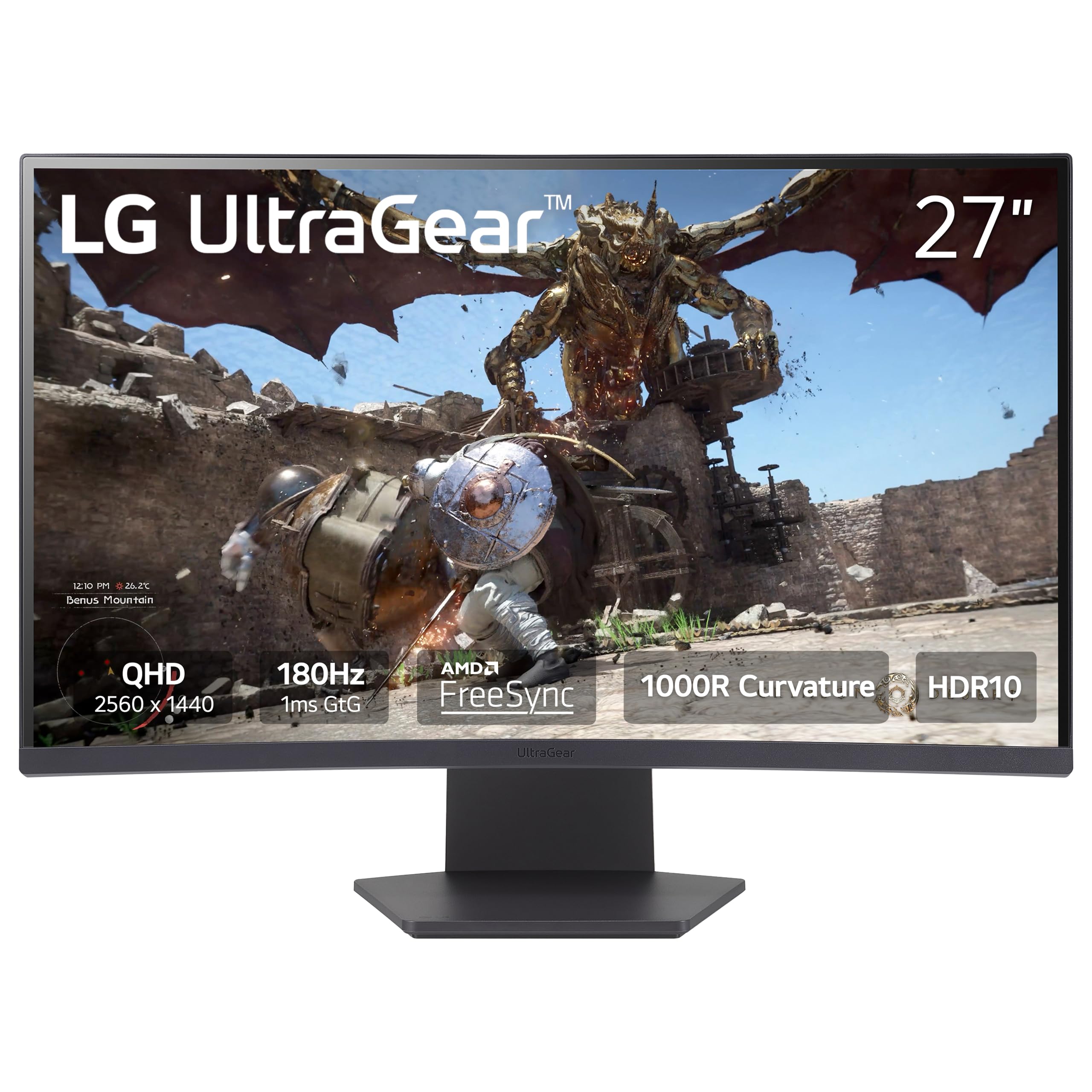 LG 27GS60QC-B Ultragear Curved Gaming Monitor QHD