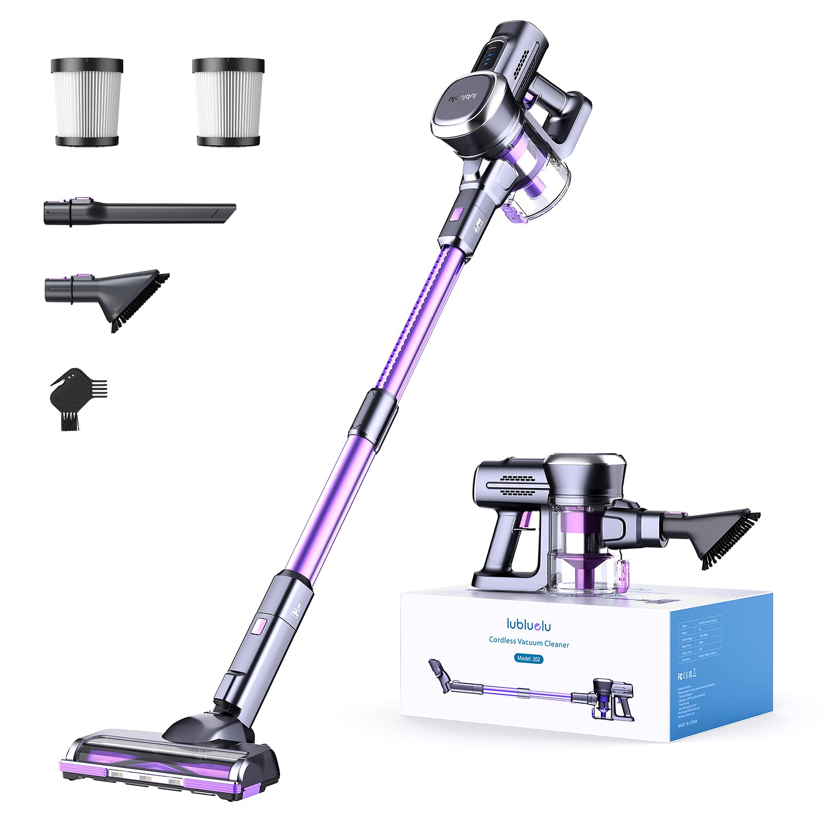 Lubluelu Cordless Vacuum Cleaner, Stick Vacuum Cordless