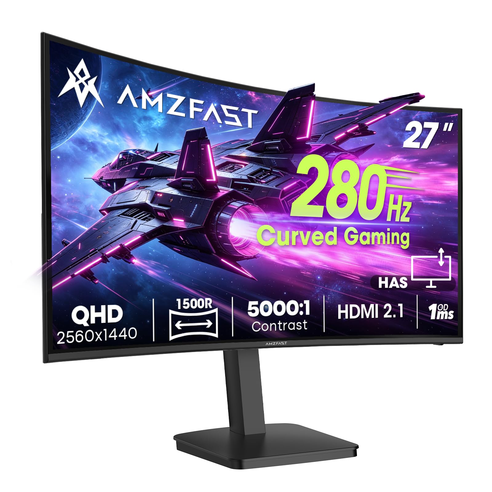 Amzfast WQHD Curved Gaming Monitor
