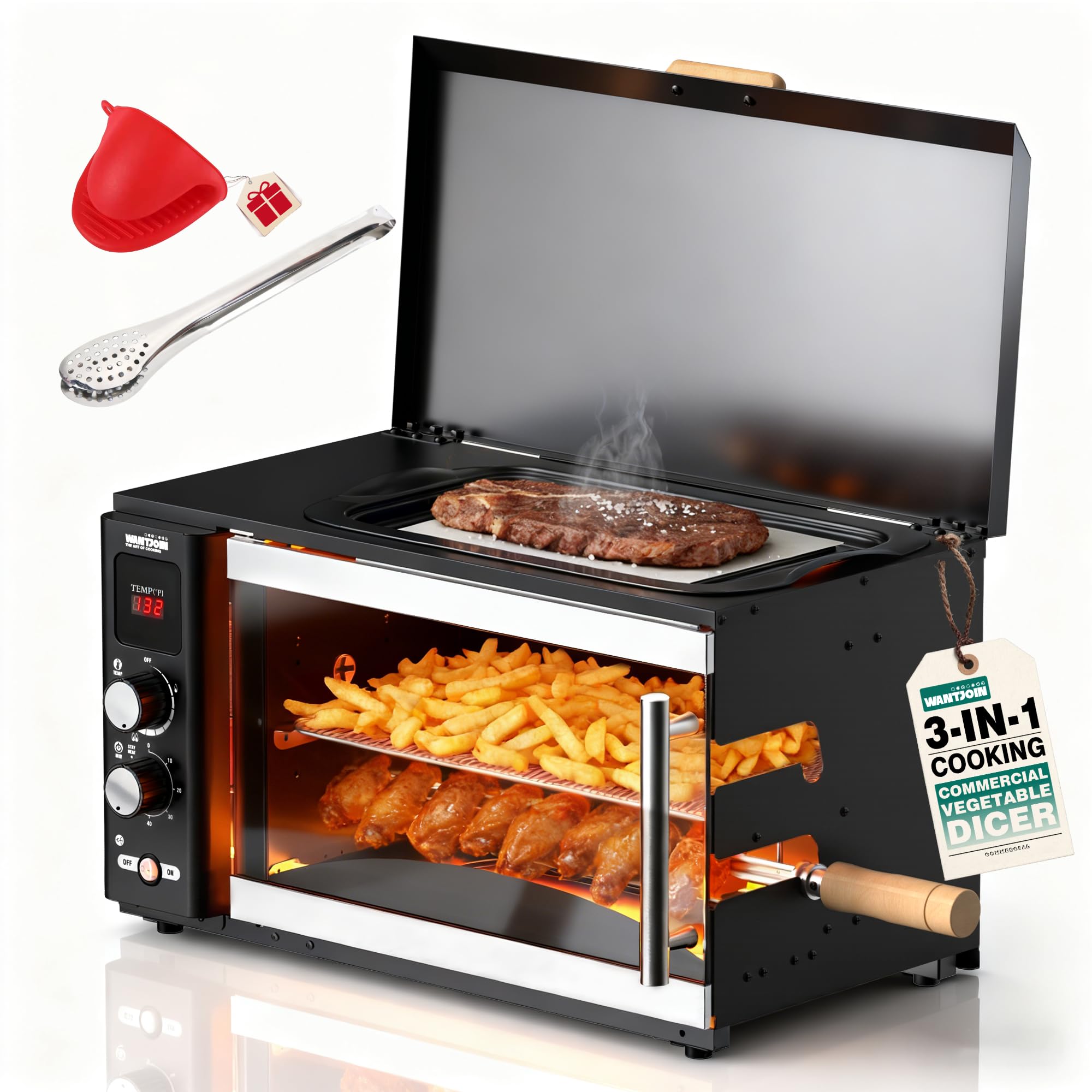 WantJoin Electric Rotisserie Oven - 37QT 3-in-1