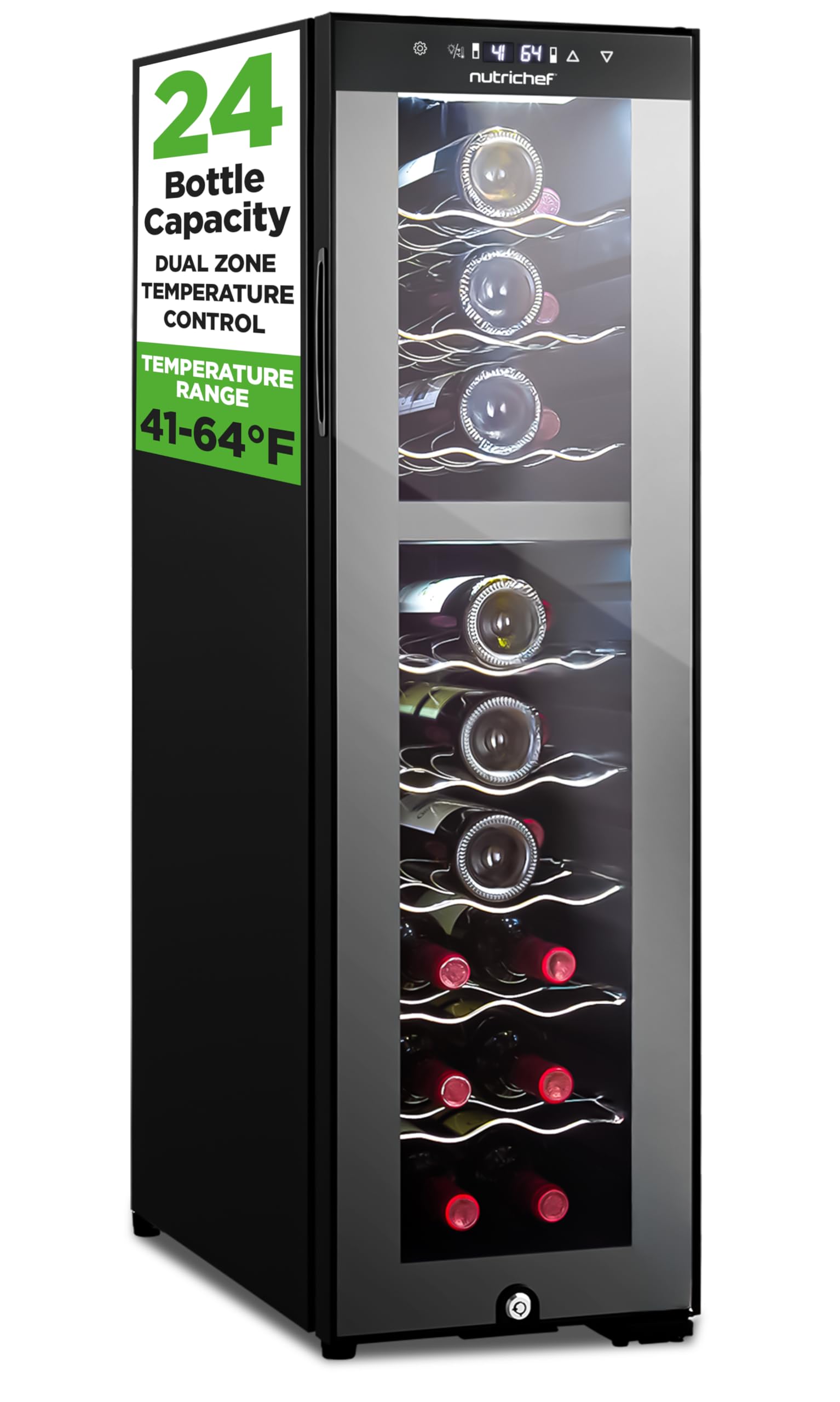 Nutrichef 24 Bottle Wine Fridge | Dual