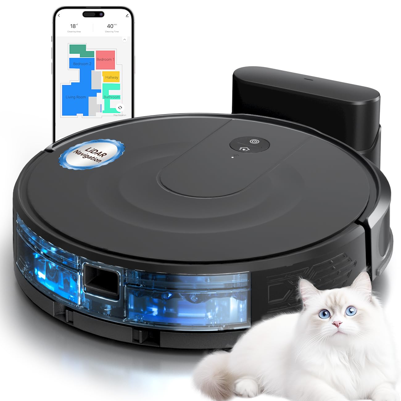 Kewbily Robot Vacuum Mop Combo, LiDAR Navigation