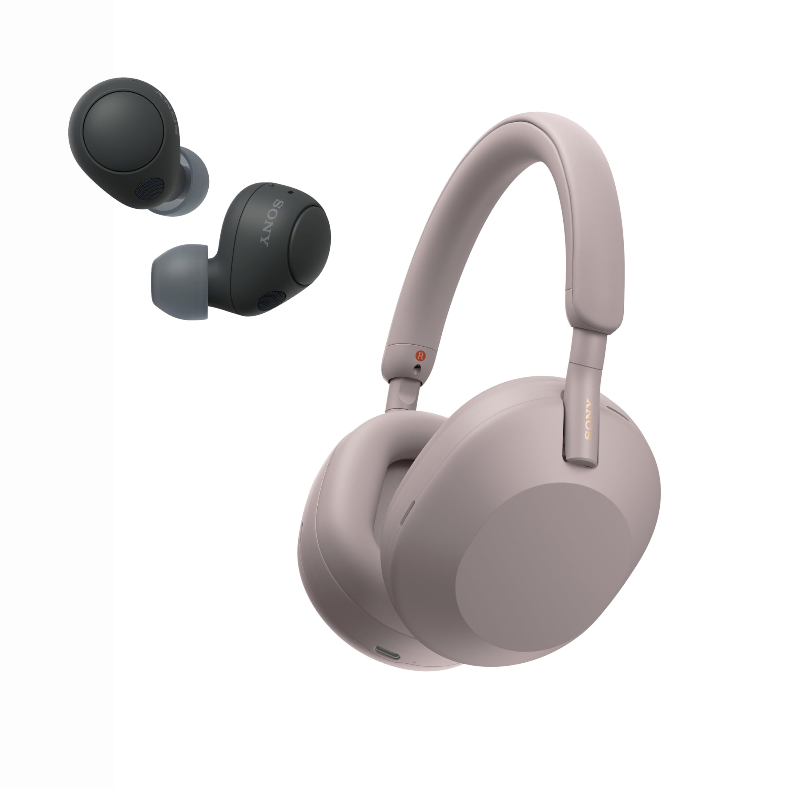 Sony WH-1000XM5 Noise Canceling Headphones (Smoky Pink Holiday Bundle with Included Earbuds)