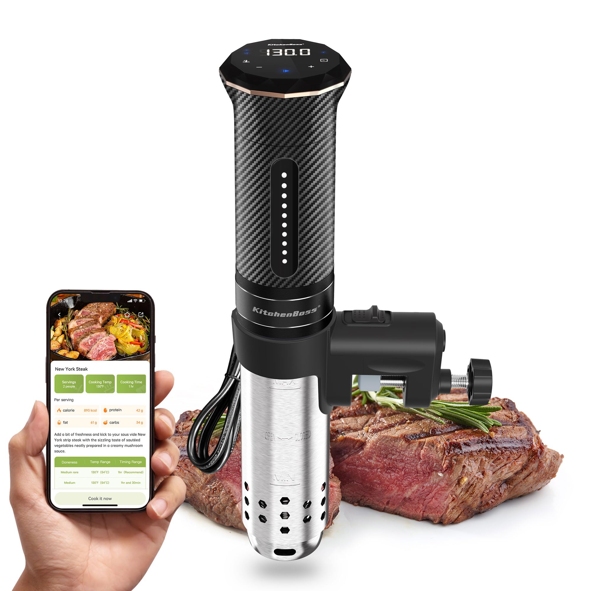KitchenBoss Wifi Sous Vide Machine: Ultra-quiet Sous