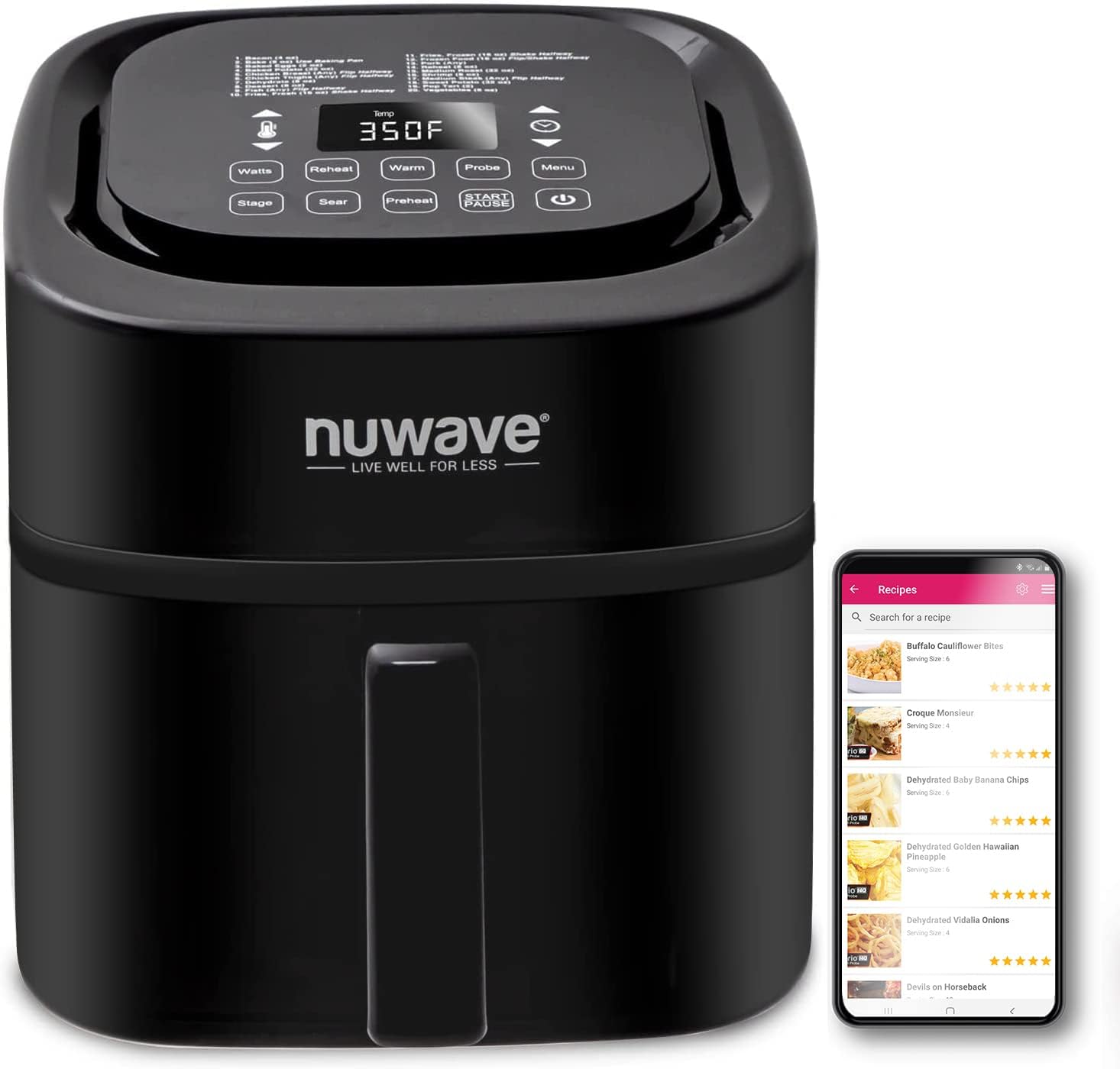 NUWAVE Brio 8-Qt Air Fryer, Powerful 1800W