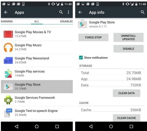 Uninstall Google Play Store updates