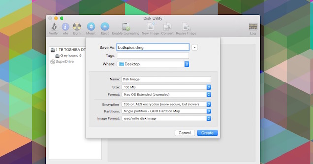 how to hide files using disk utility on mac