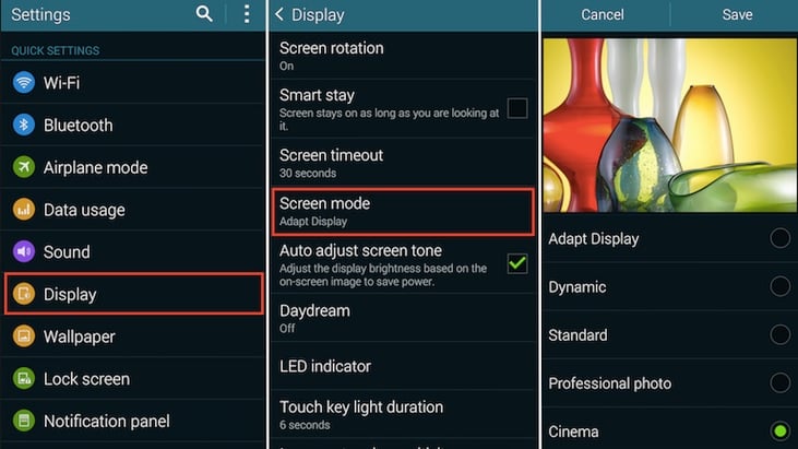 Different Screen Modes Of Samsung Galaxy S5 one