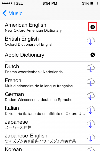 You can also choose the language you need by tapping the cloud icon and download it first before you use it.