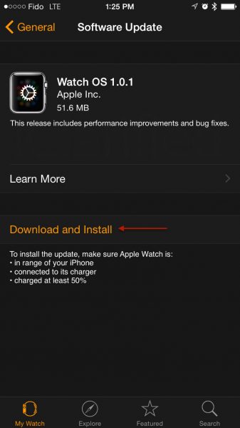 How to Update Apple Watch OS 1.0.1