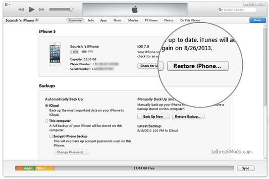 restore iPhone