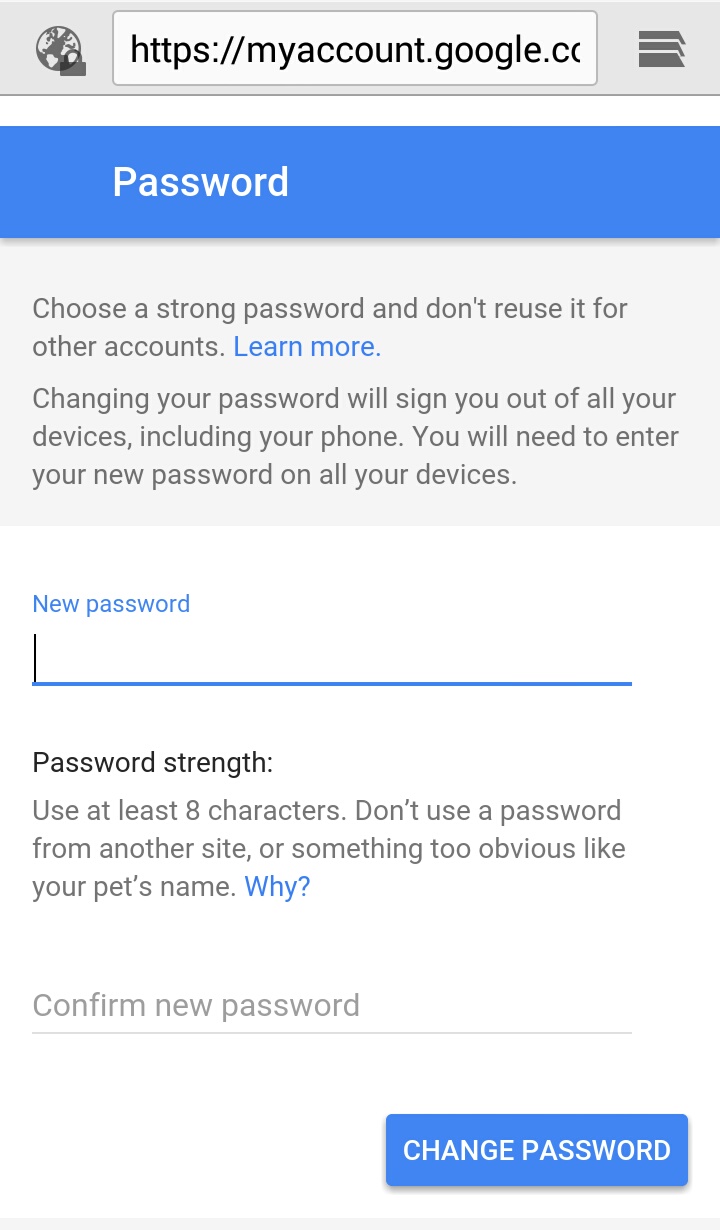 change Gmail password