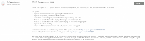 Apple lanzó OS X El Capitan 10.11.1