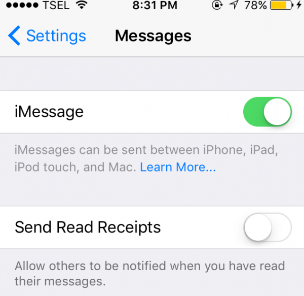 toggle iMessage