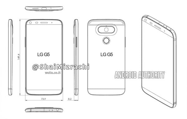 Das durchgesickerte schematische Bild des LG G5 mit Änderungen im Design