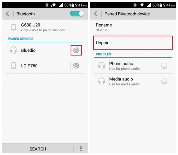 Android Disaccoppia dispositivi Bluetooth