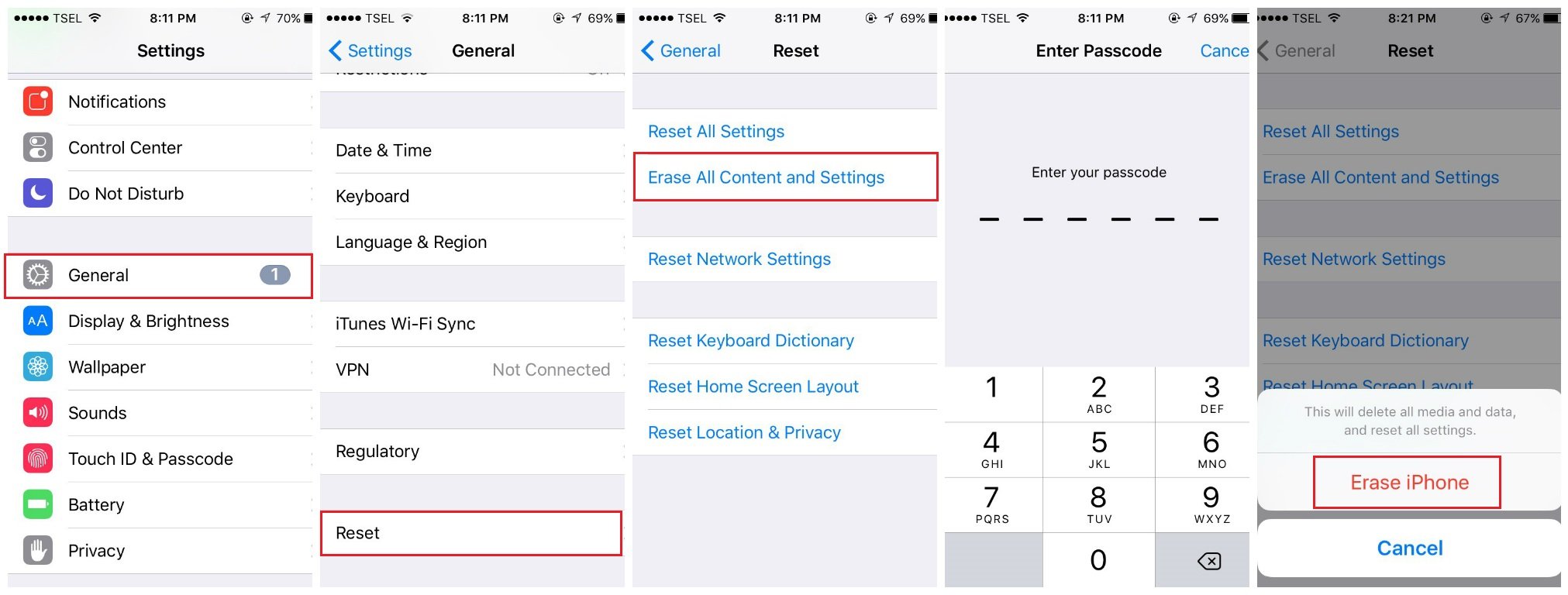 erase iPhone steps