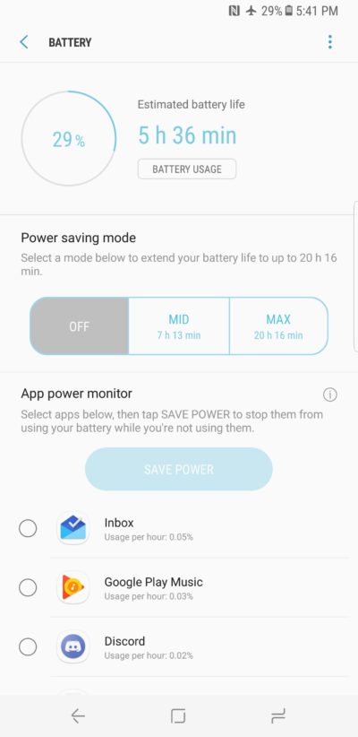 fix Samsung Galaxy S8 battery life