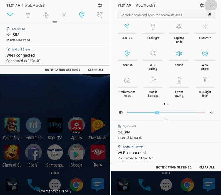 customize quick settings on Samsung Galaxy S8