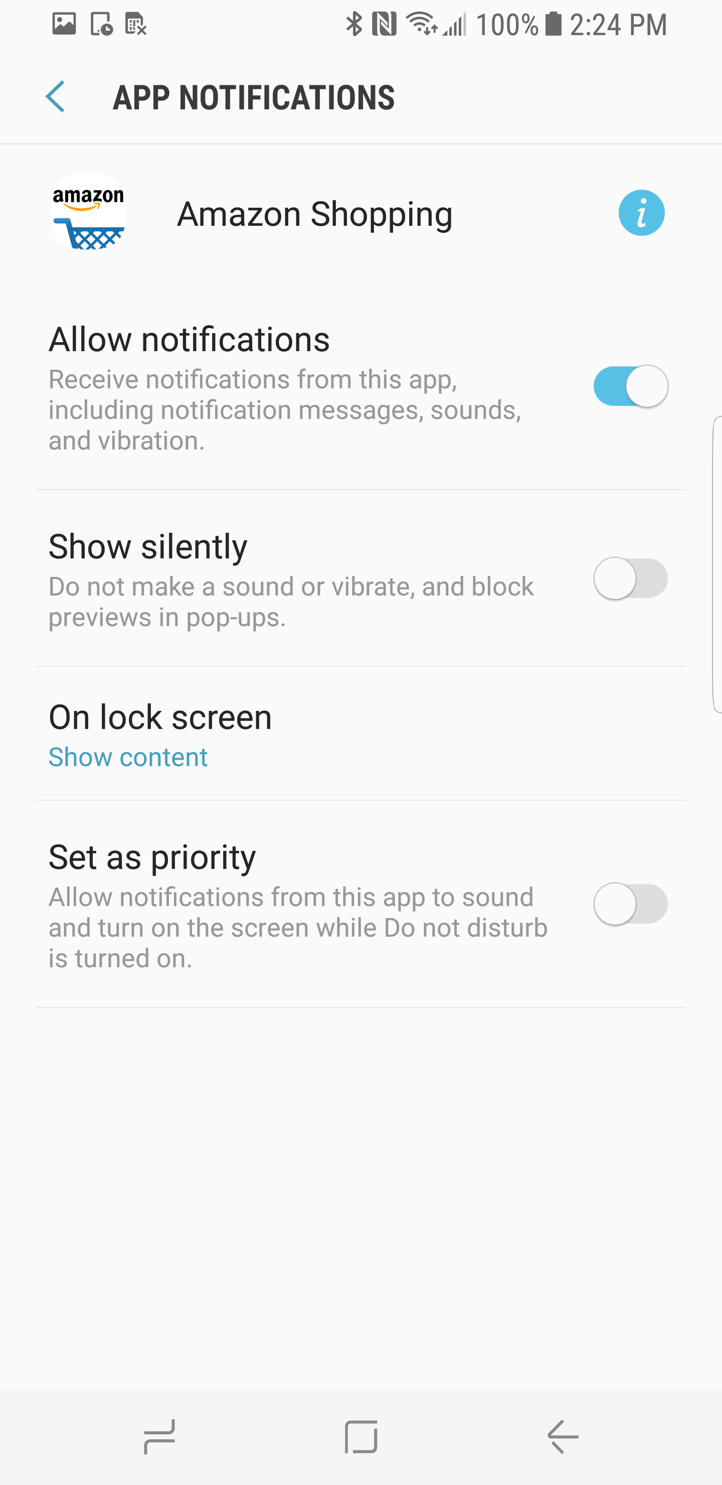 how to disable app notifications on Galaxy S8