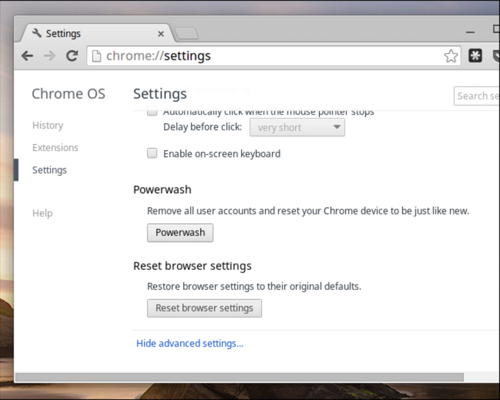 how to reset a Chromebook to factory settings