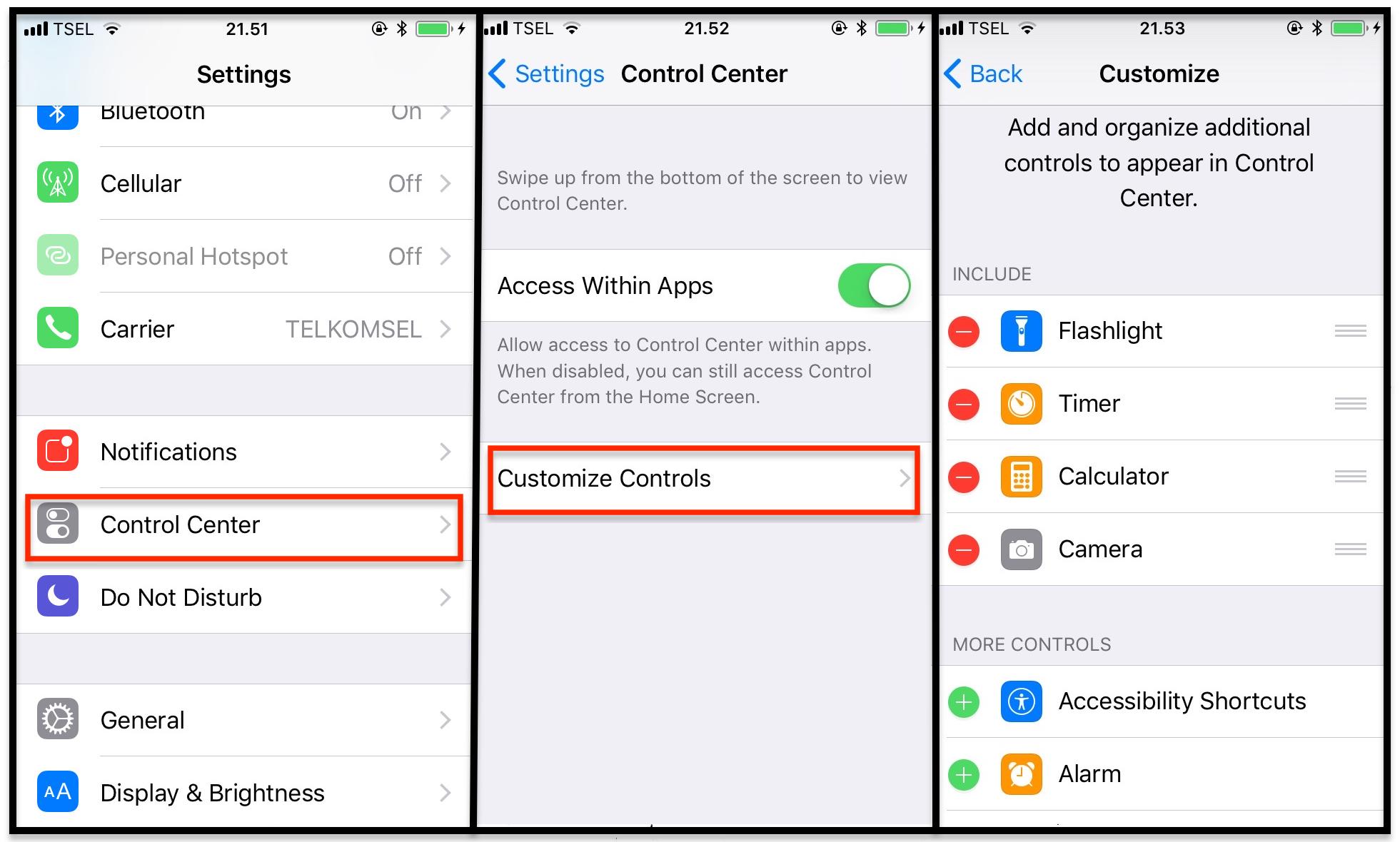 Customize Control Center In iOS 11