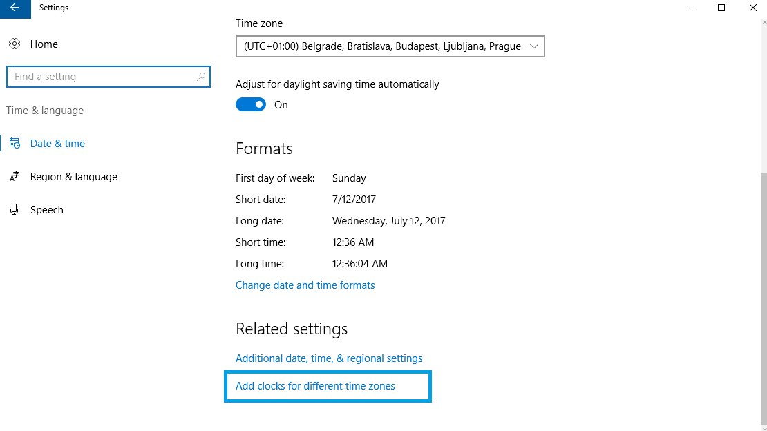 How To Add Multiple Time Zone Clocks In Windows 10
