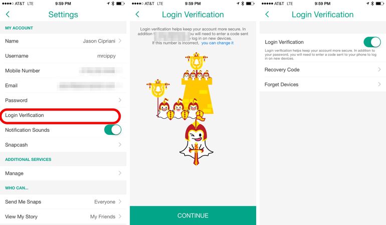 How to enable login verification on SnapChat