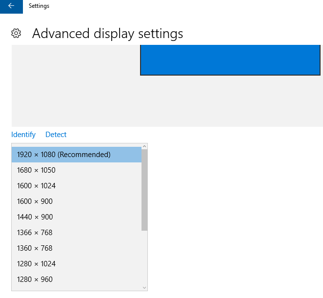 how to change screen resolution in Windows 10