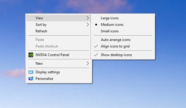 how to change the icon size in Windows 10