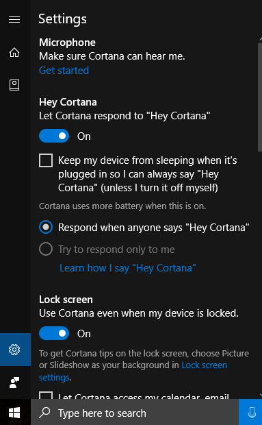 how to enable hey cortana in windows 10