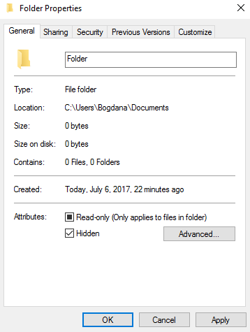 how to hide files and folders in Windows 10