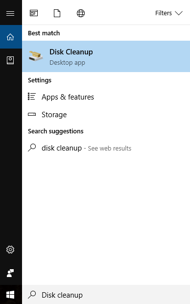 how to run disk cleanup in Windows 10