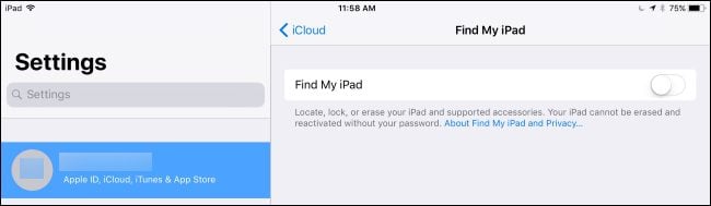 How to enable Find My iPad
