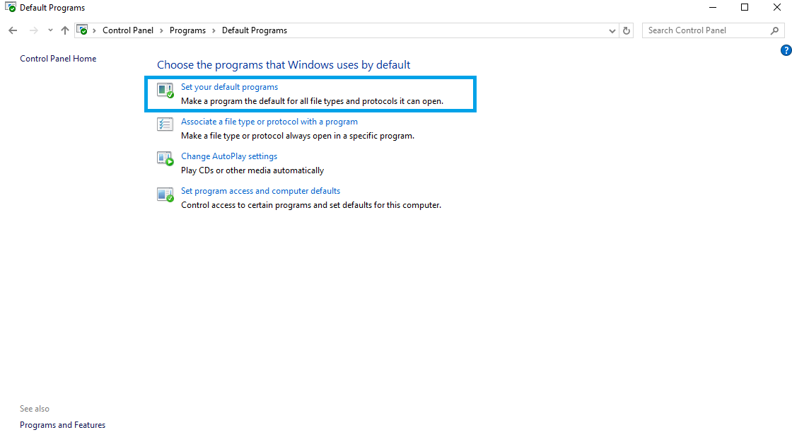 cómo configurar programas predeterminados en Windows 10