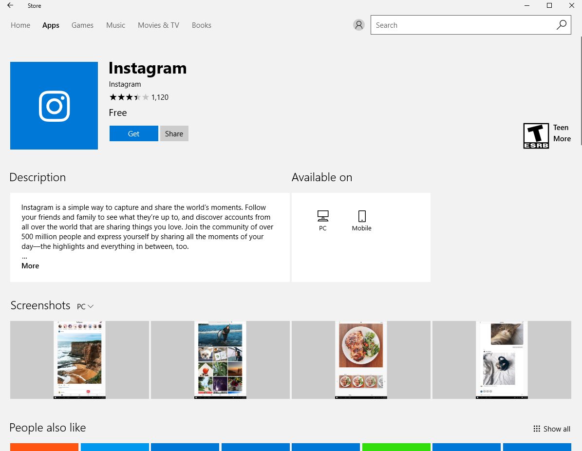 how to use Instagram on Windows 10