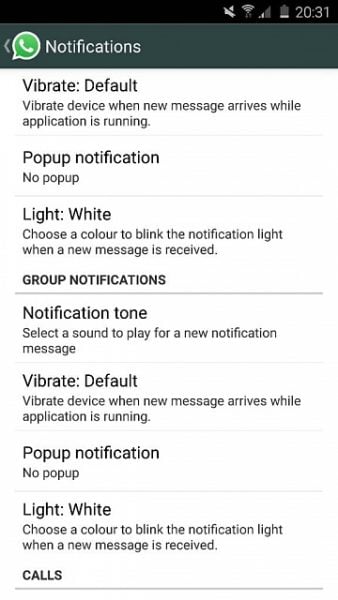 Galaxy S9 whatsapp settings