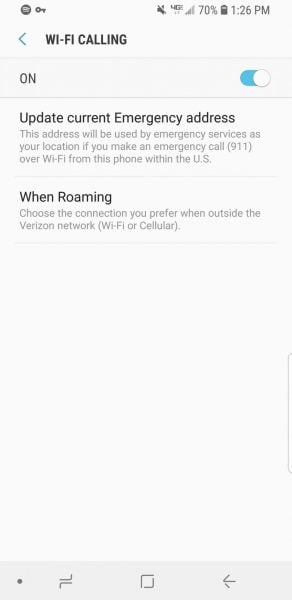 Galaxy S9 Wi-Fi calling