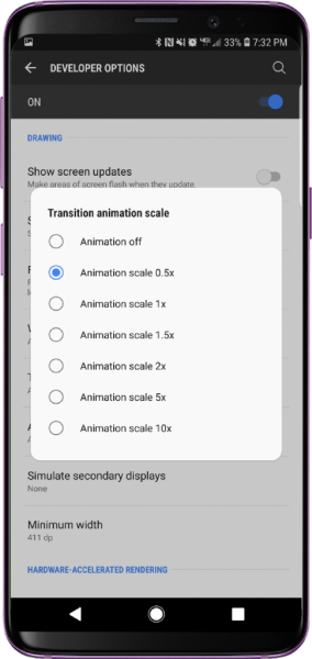 Galaxy S9 Window Animation Scale