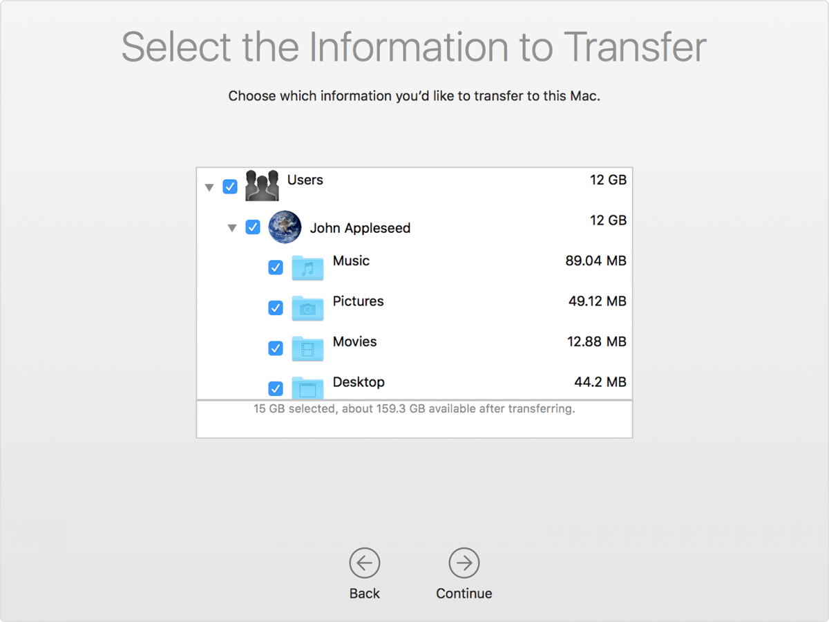 transfer information from mac to new mac