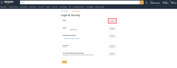 how to change your name on Amazon