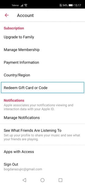 Redeem iTunes Gift Card on Android Phone