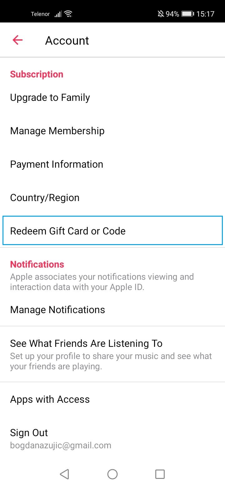 How To Redeem Apple Music Gift Card Or Code On Android