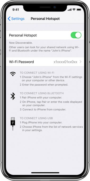 how to switch on personal hotspot in iphone 11