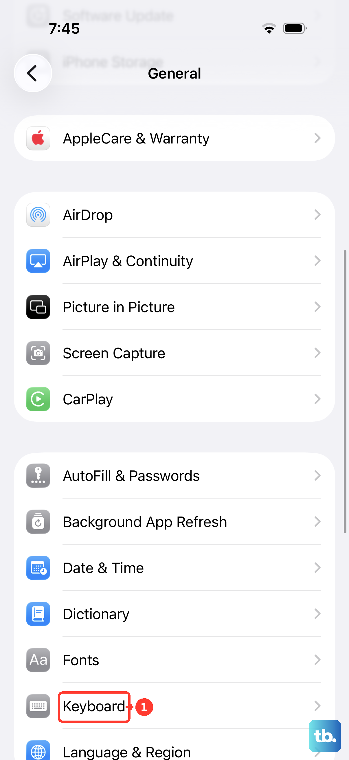 Open Settings > General and tap Keyboard.