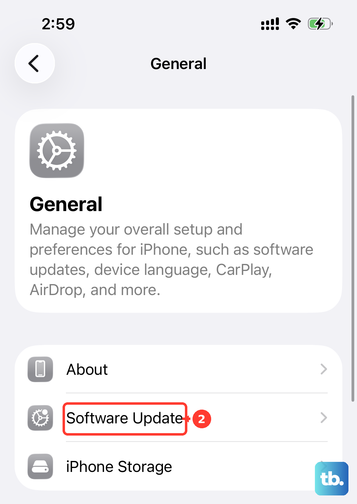 Open Software Update and install an available stable iOS update.