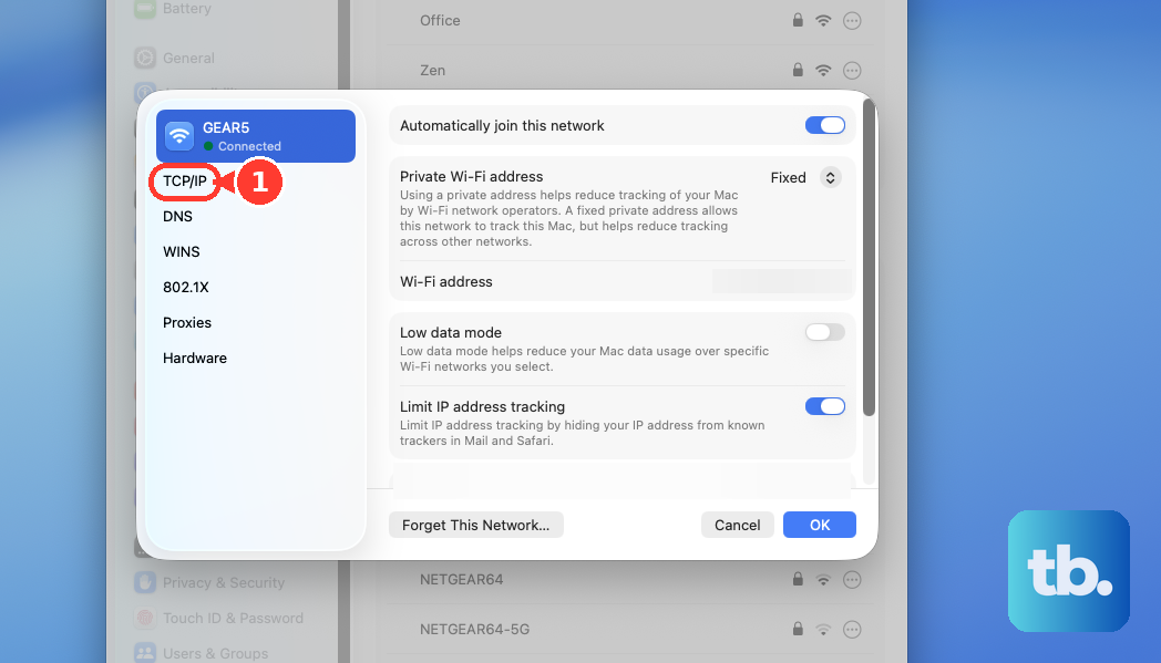 In the Wi-Fi details window for your network (System Settings > Wi-Fi > Details), click TCP/IP to find Renew DHCP Lease.